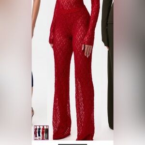 Naked Wardrobe Red Lace Pants